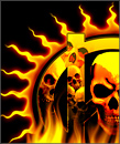 skulls flames chrome t-shirt design logo design