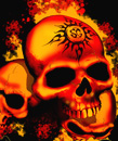 Skulls Flames Art Design T-Shirt Design